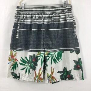 SWIM Trunks Board Shorts Gray Surf Pool Swimsuit Hawaiian Tropical Print XL